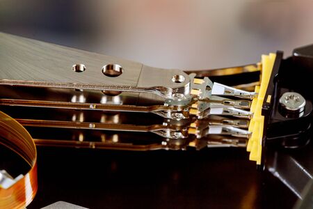 Computer hard drive inside repair and fix in the service centerの写真素材