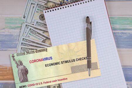 Stimulus financial government assistance to Word COVID-19 on global pandemic lockdown stimulus package reliefの写真素材