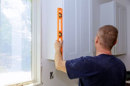 Kitchen furniture set installation hanging level a modern domestic with leveling kitchen cabinets