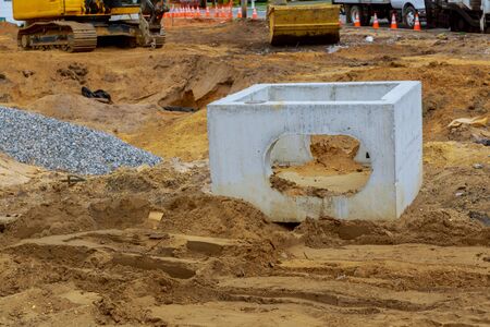 Construction for protection flood huge block concrete main sewage for draining and carry water under...