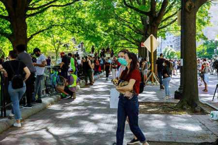 WASHINGTON D.C., USA - MAY 31, 2020: Protest Black Lives Matter protesters march after death George...