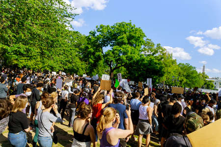WASHINGTON D.C., USA - MAY 31, 2020: Protesters march in WASHINGTON D.C. during a rally responding...