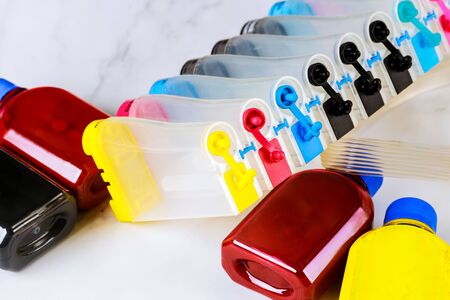Color with external color tanks, on inkjet printers in large machines