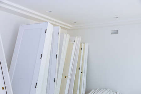 Installation interior doors for new house of construction for the in a room waitingの写真素材