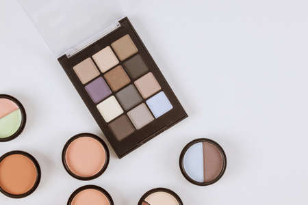 Eye shadows palette of multicolor cosmetic make up on a isolated white backgroundの写真素材