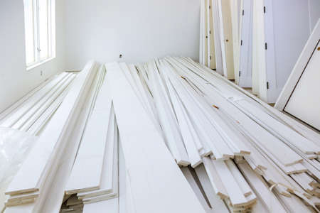 Installation interior doors for new house of construction for the in a room waiting