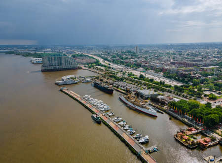 Panoramic view of Philadelphia, Pennsylvania on river USA downtown skylineの写真素材