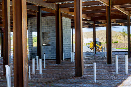 PEX and drain sewer pipes in home assembling system of sanitary pipes in the ground