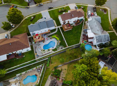View from the height of a the american small town roofs in NJ USの写真素材