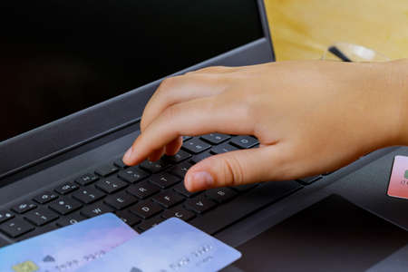 E-commerce shopping payment online use laptop computer on credit card for online shopping concept.