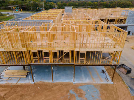 Framing home unfinished wood building or a house under construction
