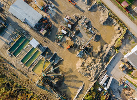 Cement factory heavy concrete at a construction plant form industry zone of concrete cement mortar plantの写真素材