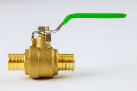 New ball brass water tap in different size on isolated white background.