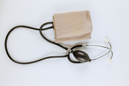 Tonometer mechanical on a white background device for measuring pressureの写真素材