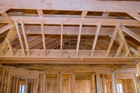 Interior view construction new residential home.の写真素材