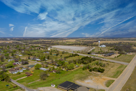 Aerial view of residential quarters at beautiful town urban landscape the Stroud Oklahoma USの写真素材