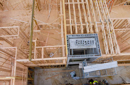 Framing beam of new house under construction home framing