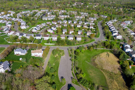 Top view small american town urban lifestyle district landscapeの写真素材