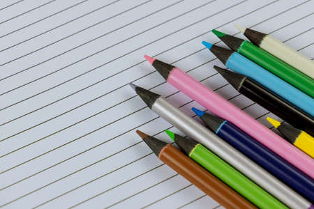 Assortiment school supplies items of various stationery equipment on school times the flat layの写真素材