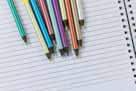 Back to school in stationery different accessories supplies for study at school on flat lay viewの写真素材
