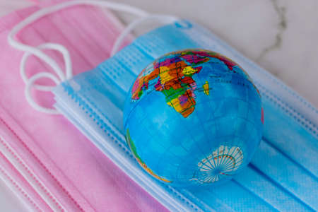 Delta new global pandemic with medical mask protection against flu diseases Coronavirus Covid-19 on...
