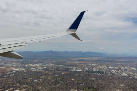 Aerial view of North Phoenix, Arizona along looking east on the airplane in USA
