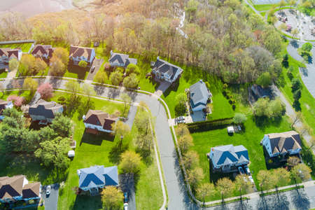 Panorama top view small american town urban lifestyle district landscape