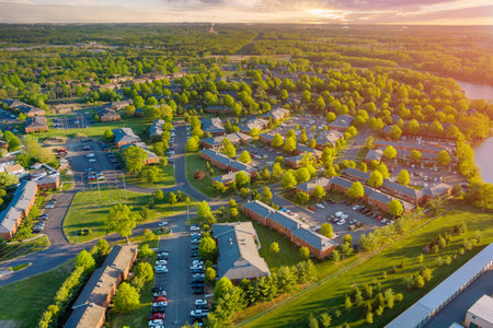 Aerial view of apartment complex a residential district East Brunswick New Jersey USAの写真素材