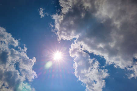 Cumulus cloudscape blue sky and white cloud good weather sunny day.の写真素材