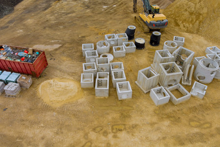 Concrete drainage manhole under construction for drainage stormwater