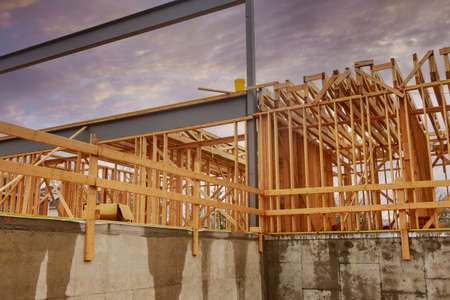 Framing beam of new house under construction home beam construction