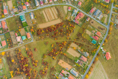 Beautiful of the village panoramic aerial view with fields of height view