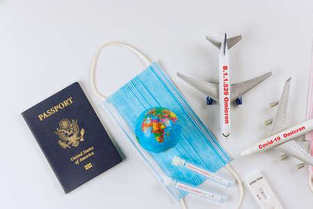 Collect sample from throats nasal to a tube containing tested positive testing for new mutation Omicron coronavirus covid-19の写真素材