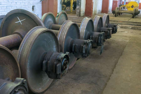 Repair and restoration of the train wheels with train shop stationsの写真素材