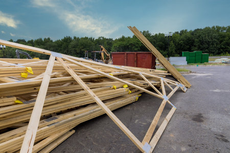 Stack of boards wood frame construction lumber wooden of boards wood frame construction prepared to...