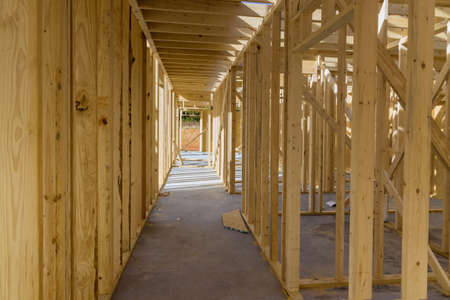 Framing beam of new house under construction home beam construction