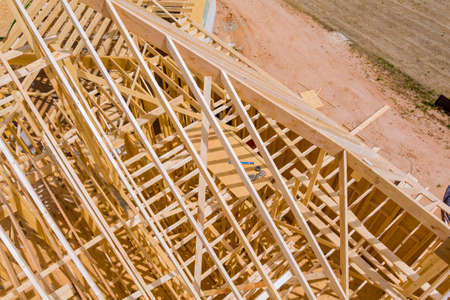 Framing of beams house on of new home under construction