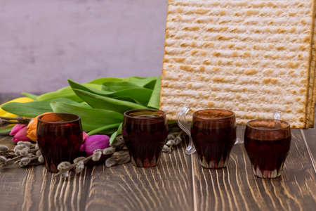 Traditional Passover kosher food ready for the ceremony ritual blessings on Jewish holiday