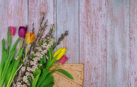 Pesach celebration the tradition symbol kosher food matzoh unleavened bread for Jewish attributes...
