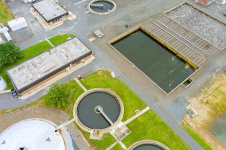 Treatment facilities, wastewater treatment pools infrastructure sedimentation tank water disinfection processの写真素材