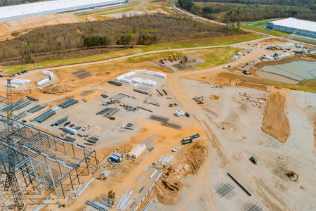 In order to work large cranes at construction site, a metal construction frame for construction of...