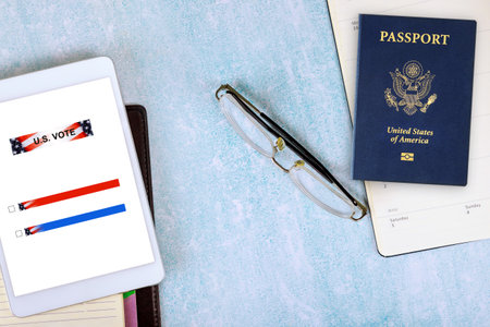 Only American citizens with US passports can participate in online voting for US electionsの写真素材