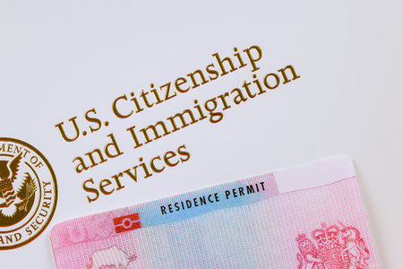 Residence Permit is U.S. Immigrant documents Department of homeland Security United States Citizenship and Immigration Servicesの写真素材