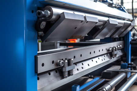 Metalworking process involving heavy industrial machines in steel factoryの素材