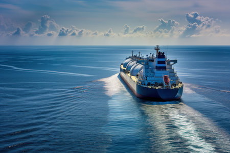 LNG to logistics distribution harbor port for distribution LNG natural gas tanker delivering AI Generationの素材