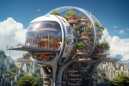 Introducing futuristic elements of city architecture AI Generativeの素材