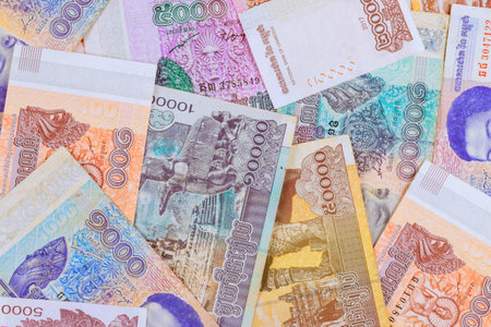 Cambodian national currency consists of Riels with different nominal valuesの写真素材