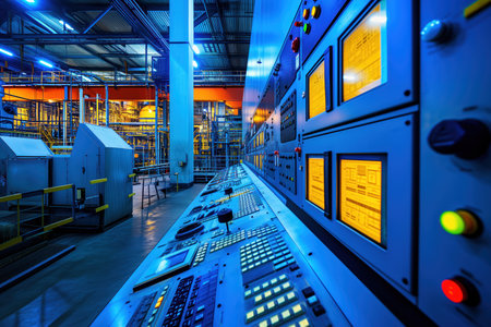 An control system technician monitoring operator room an industrial pipeline power plant AI Generationの素材
