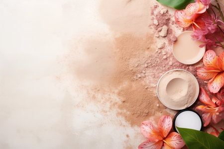 Cosmetic face powder was applied using makeup brush AI Generativeの素材