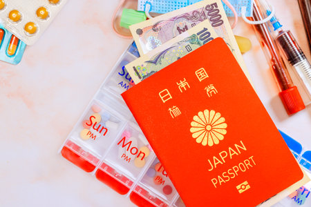 At Japan, medical treatment is expensive will need Japan passport in Japanese yen, since price of medicine is highの写真素材